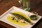 Grilled Branzino with a Parsley Cilantro Vinaigrette